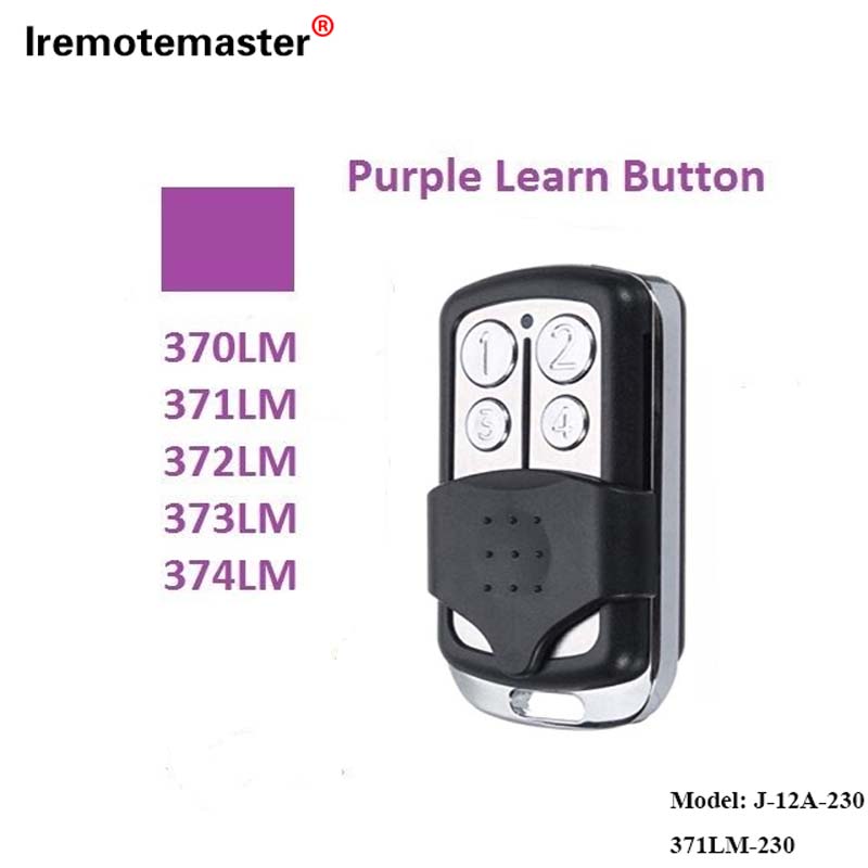 Bakeng sa 370LM, 371LM, 372LM, 373LM, 374LM Purple Learn Button 315MHz Rolling Code